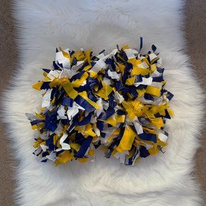 Blue/Yellow/White Pom Poms